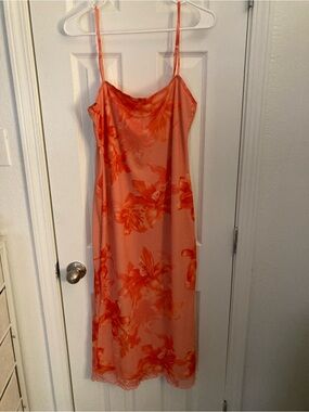 SHEIN Peach-Orange Floral Slip Dress